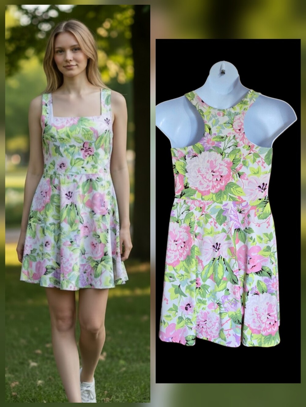 Laura Ashley Golf & Tennis Dress Colorful Floral Racerback Active Mini Sz Large